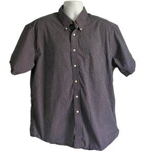 Boca Classics Black White Cotton Short Sleeve Button Down Shirt Men's Large